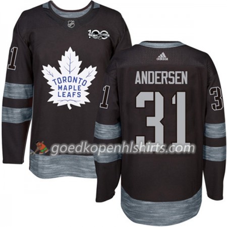 Toronto Maple Leafs Frederik Andersen 31 1917-2017 100th Anniversary Adidas Zwart Authentic Shirt - Mannen